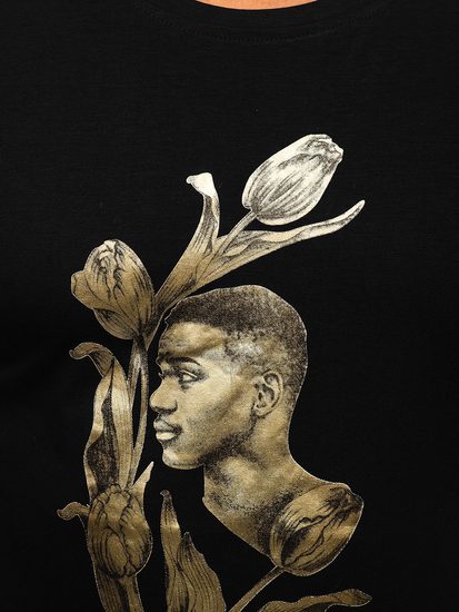 Черна мъжка тениска с принт Bolf Y70052