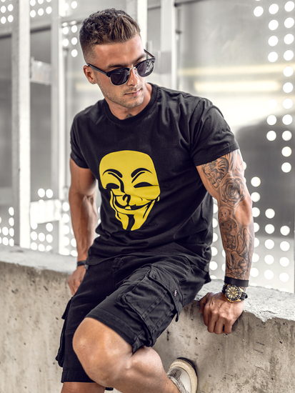 Черни къси мъжки карго панталони с колан Bolf MP0109N