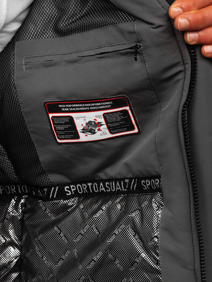 Графитово мъжко зимно яке с качулка Bolf 22M322