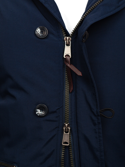 Мъжко зимно яке парка тъмносиньо Bolf 1795 