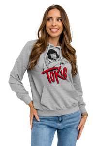 Сив с принт дамски суитшърт без качулка Bolf 5194