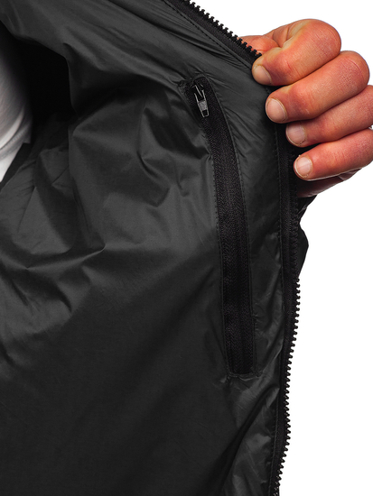 Черно мъжко преходно яке с качулка в яката Bolf 5M3102