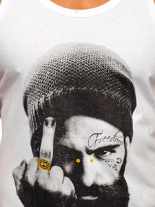 Бял мъжки потник  tank top с принт Bolf 14842