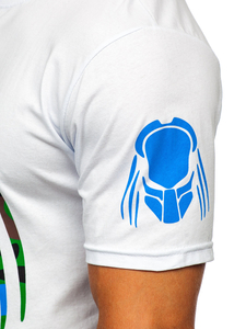 Бяла памучна мъжка тениска с щампа Bolf 192379-1