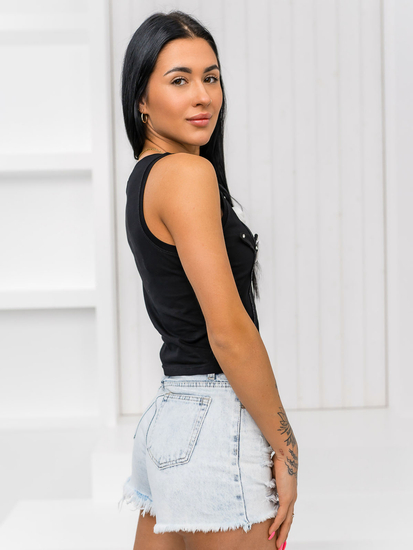 Черна дамска тениска тип боксер с апликация Bolf 96T653