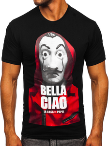 Черна мъжка тениска с принт Bolf 192410