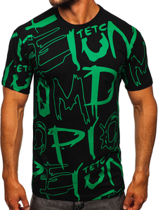 Черна памучна мъжка тениска с принт Bolf KS1972