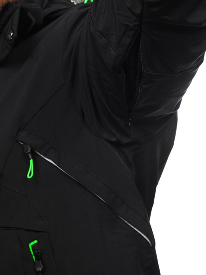 Мъжко зимно яке скиорско черно-зелено Bolf 1910