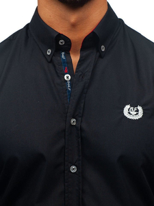 Мъжка елегантна риза с дълъг ръкав черна Bolf 2772