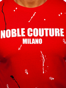 Червена памучна мъжка тениска с щампа Bolf MPO3443