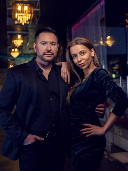 Черна плюшена дамска рокля с набор Bolf Bellisima