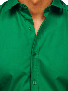 Тъмнозелена елегантна мъжка риза с дълъг ръкав Bolf 1703