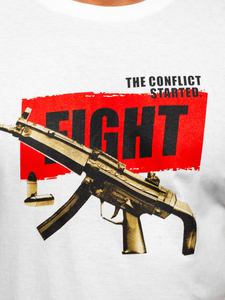 Бяла памучна тениска Bolf 14709