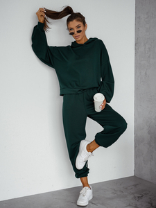 Дамски двуцветен спортен комплект с качулка бутилков Bolf 525