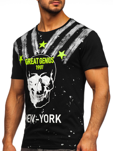 Черна мъжка тениска с принт Bolf Y70006