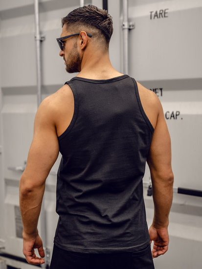 Черна боксьорска тениска с щампи Bolf 14834A