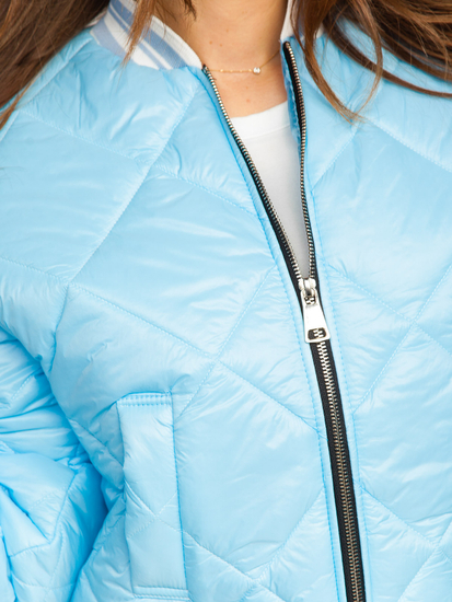 Небесносиньо капитонирано дамско преходно яке бомбър Bolf 82556