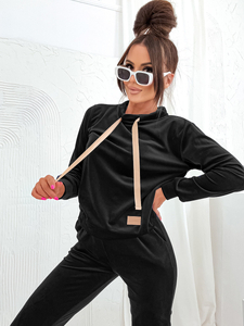 Черен плюшен дамски комплект от две части Bolf 637