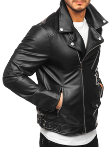 Мъжко кожено яке черно Bolf 0006