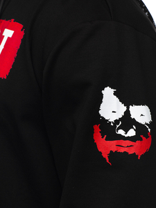 Черен с принт мъжки суитшърт с качулка Bolf 6384