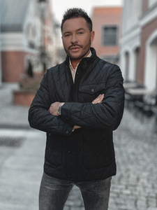 Черно мъжко капитонирано преходно яке Bolf 22M19