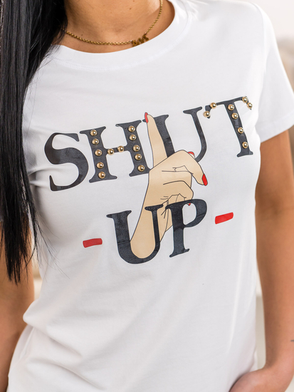 Бяла дамска тениска с щампа Bolf 95T2501