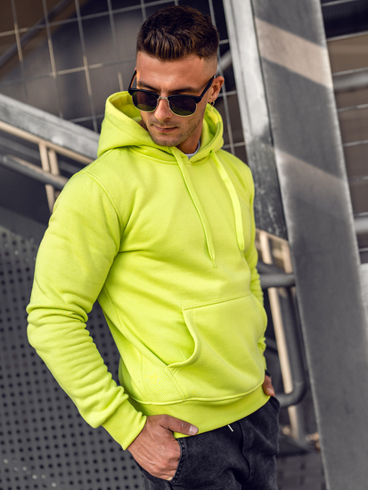 Светлозелена мъжки суитшърт с качулка с джоб тип кенгуру Bolf 2009A