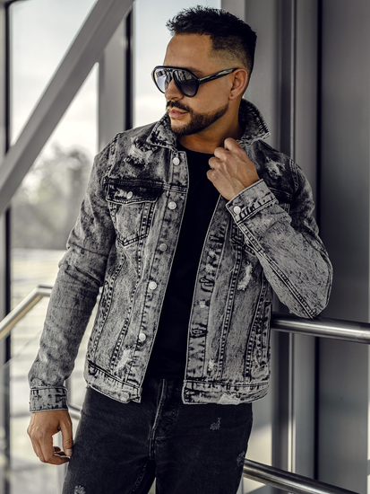 Сиво мъжко дънково яке Bolf AK588