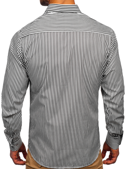 Черна мъжка рaирана риза с дълъг ръкав Bolf 20726