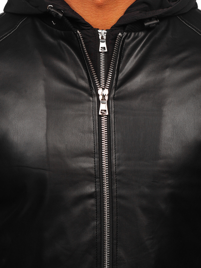 Черно мъжко кожено яке бомбър Bolf 11Z8004