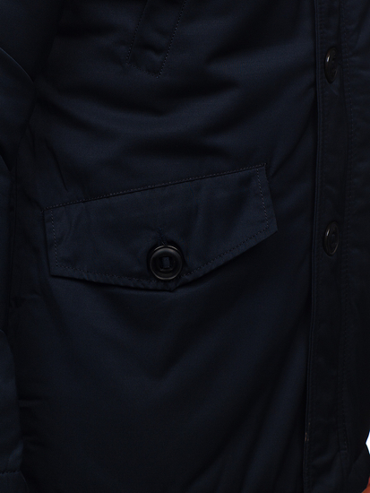 Тъмносиньо мъжко зимно яке тип парка Bolf JK355