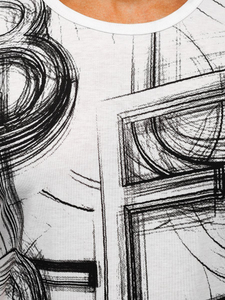 Бяла мъжка тениска с принт Bolf KS2525T