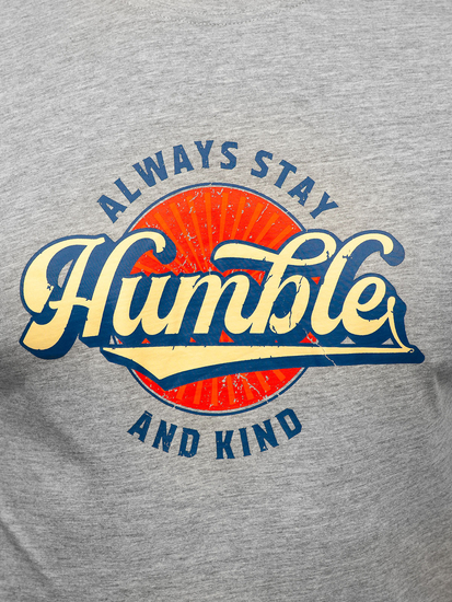 Сива памучна мъжка тениска с щампа Bolf MPO3531