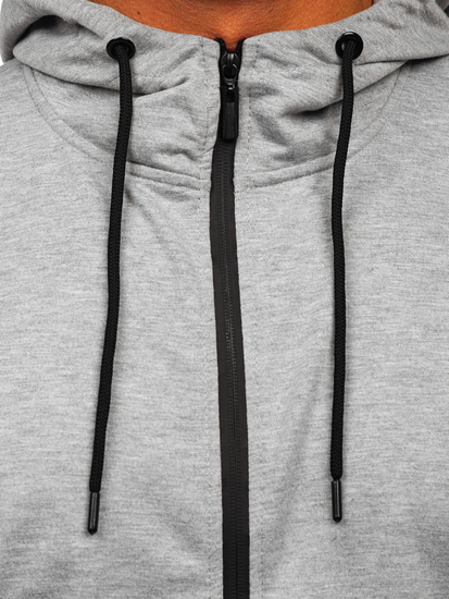 Сиво мъжко горнище с качулка Bolf B025