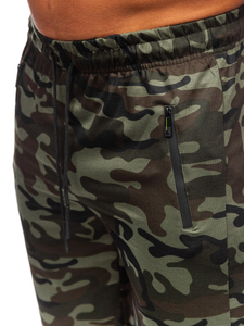 Мъжки спортни къси панталони в цвят каки камуфлаж Bolf JX865