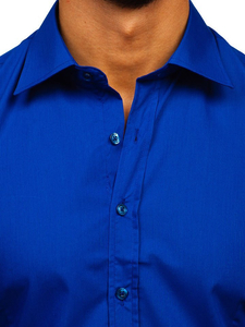 Кобалтово синя елегантна мъжка риза с дълъг ръкав Bolf 1703